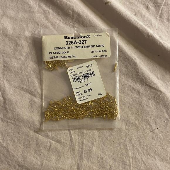 Gold 8mm Twisted Connectors Jewelry Findings Beadalon 144pc - Picture 1 of 5